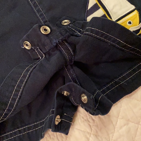 {VTG} Ahoy Set Sail Embroidered Sailboat Shortalls 100% Cotton Navy Blue (16M) - Picture 12 of 14